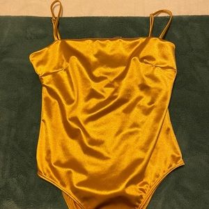 Satin Gold Fitted Bodysuit